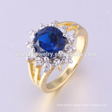 guangzhou jewelry two tone plated ring with sapphire zircon